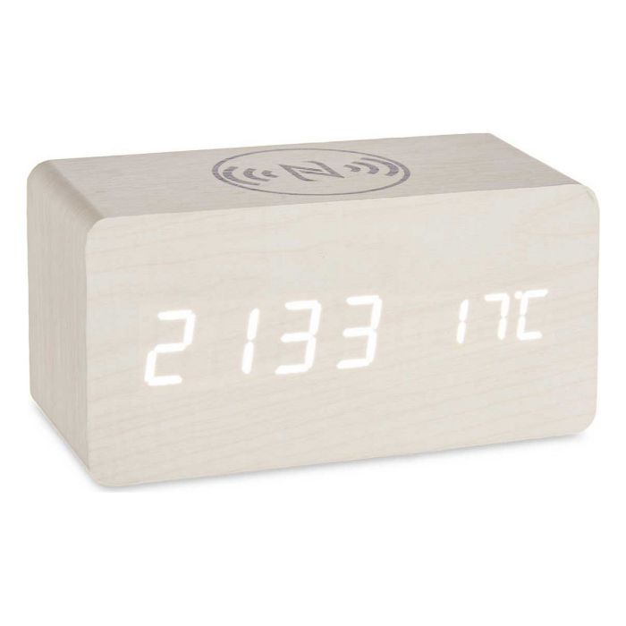 Reloj Digital de Sobremesa Blanco PVC Madera MDF 15 x 7,5 x 7 cm
