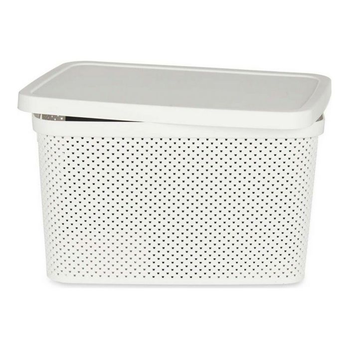 Caja de Almacenaje con Tapa Blanco Plástico (28 x 22 x 39 cm) 1