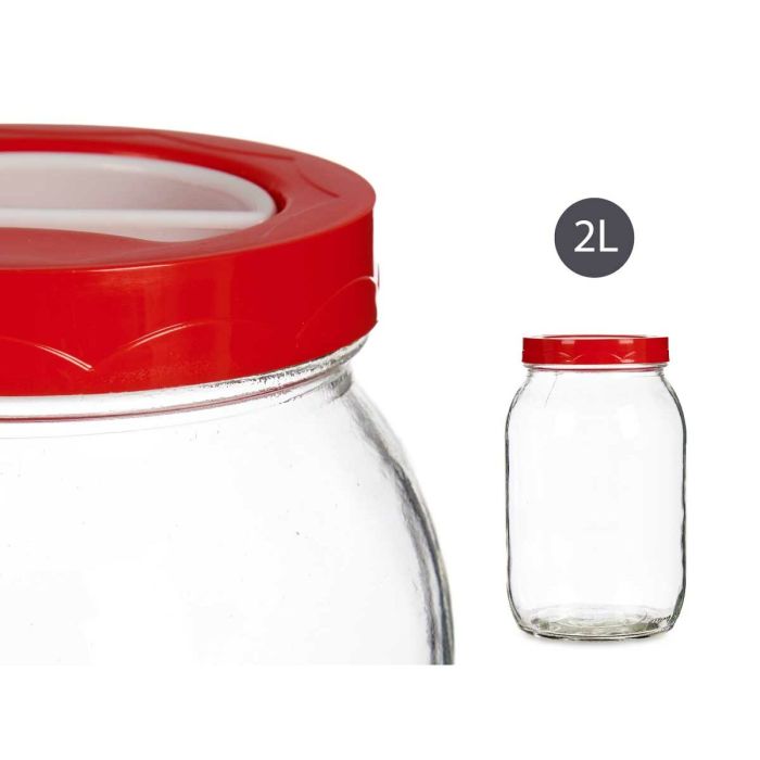 Bote Rojo Transparente Vidrio Polipropileno (12 x 21 x 12 cm) (2 L) 2 Bote Rojo Transparente Vidrio Polipropileno (12 x 21 x 12 cm) (2 L) 2