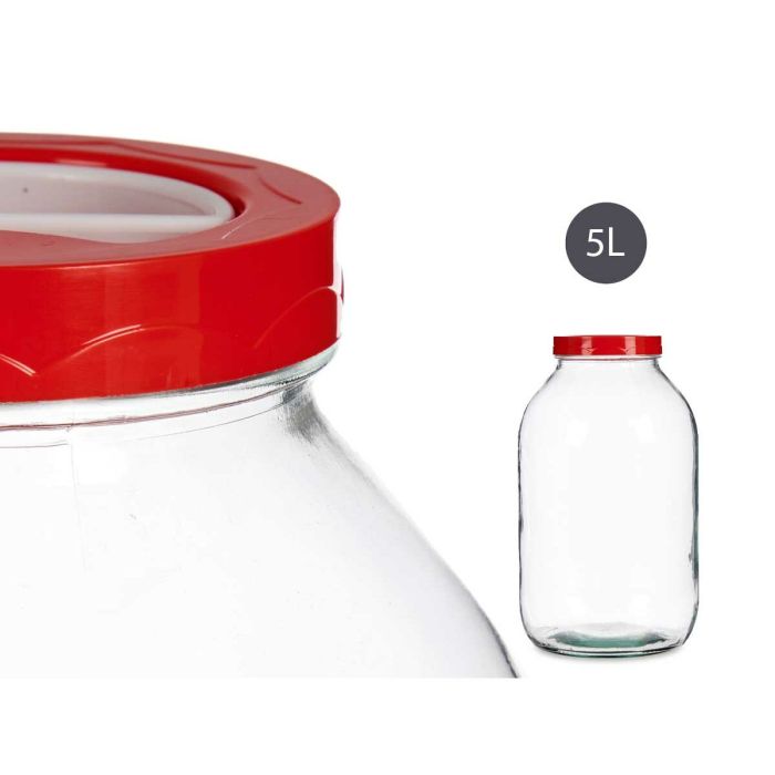 Bote de Cristal Rojo Transparente Polipropileno (5 L) 1 Bote de Cristal Rojo Transparente Polipropileno (5 L) 1