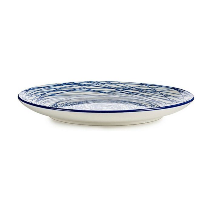 Plato Llano Rayas Porcelana Azul Blanco 24 x 2,8 x 24 cm 0 Plato Llano Rayas Porcelana Azul Blanco 24 x 2,8 x 24 cm 0