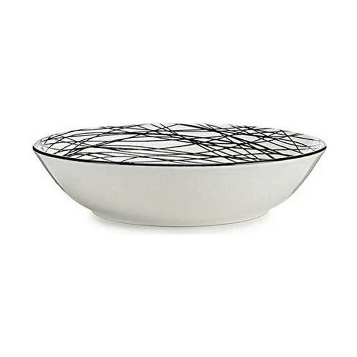 Plato Hondo Rayas Porcelana Negro Blanco 20 x 4,7 x 20 cm 1 Plato Hondo Rayas Porcelana Negro Blanco 20 x 4,7 x 20 cm 1