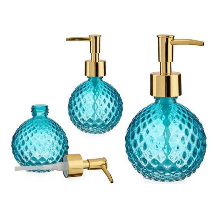 Dispensador de Jabón Turquesa Dorado Vidrio ABS (8,5 x 15 x 8,5 cm) 1