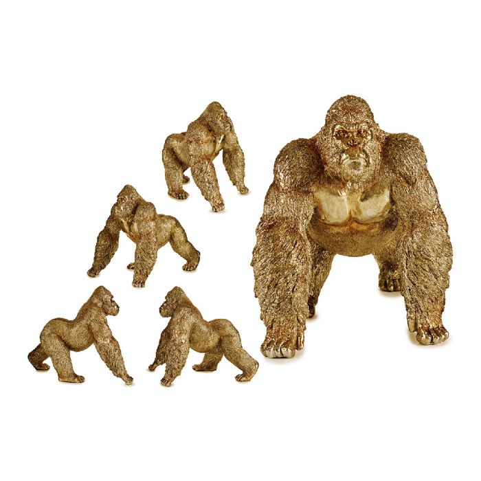 Figura Decorativa Gorila Dorado Resina (30 x 35 x 44 cm)