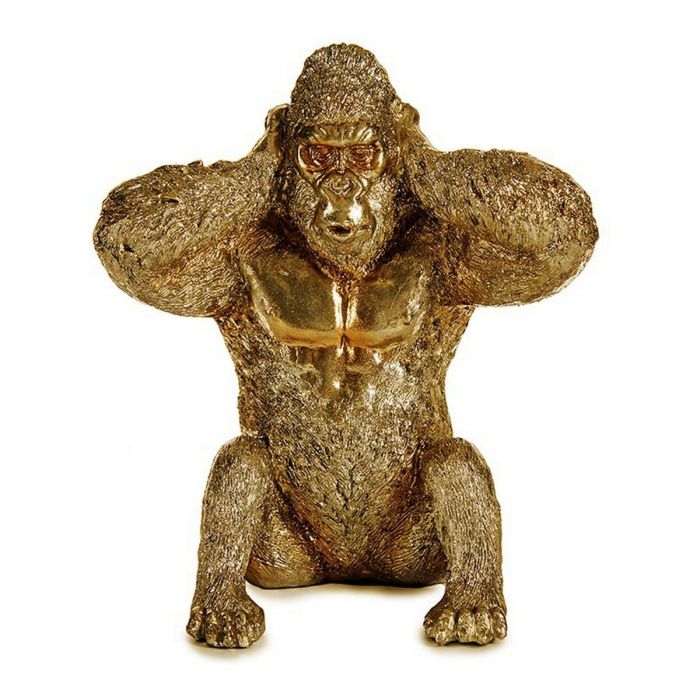 Figura Decorativa Gorila Dorado 10 x 18 x 17 cm