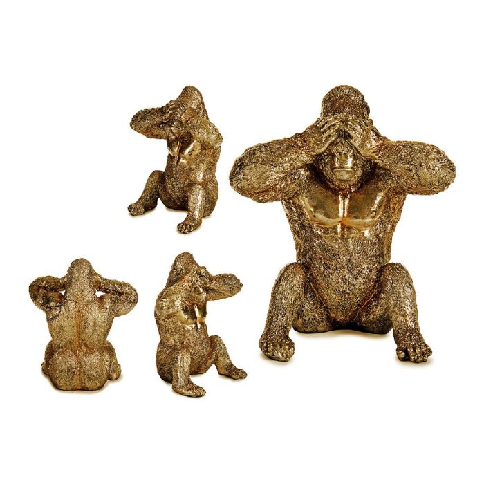 Figura Decorativa Gorila 9 x 18 x 17 cm Dorado
