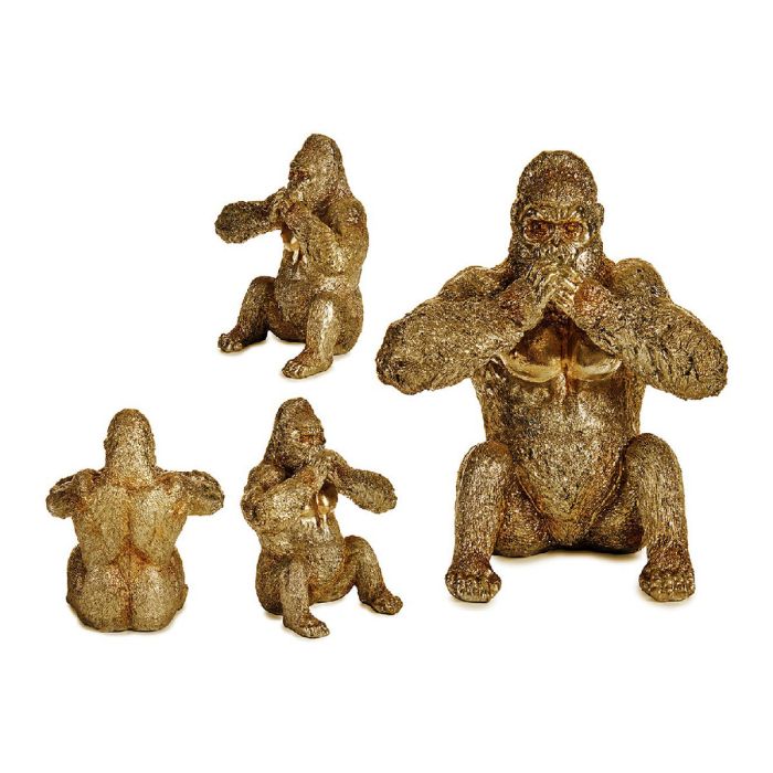 Figura Decorativa Gorila Dorado 11 x 18 x 16,2 cm