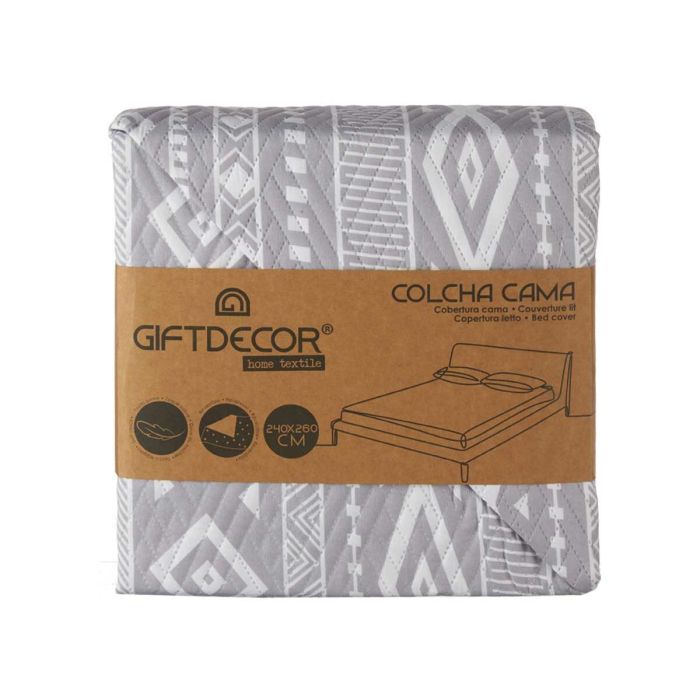Colcha Reversible Gris Blanco 3 Colcha Reversible Gris Blanco 3