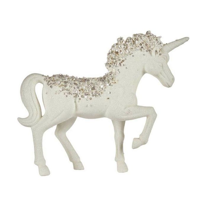 Figura Decorativa Unicornio 9,5 x 31 x 40 cm Blanco Plástico