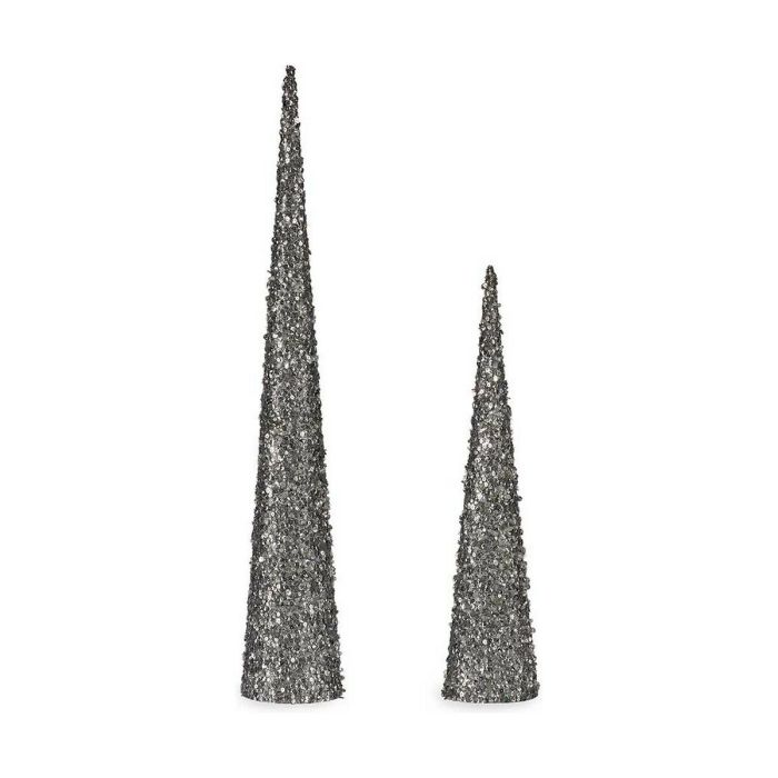 Set 2 Conos Navideños con Lentejuelas Plata Krist+ 9.5x60x9.5 cm (4 Unidades) Set 2 Conos Navideños con Lentejuelas Plata Krist+ 9.5x60x9.5 cm (4 Unidades)