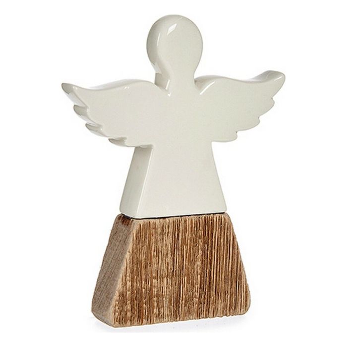 Figura Decorativa Navidad Ángel 2,5 x 18 x 15 cm Cerámica Madera Marrón Blanco Figura Decorativa Navidad Ángel 2,5 x 18 x 15 cm Cerámica Madera Marrón Blanco