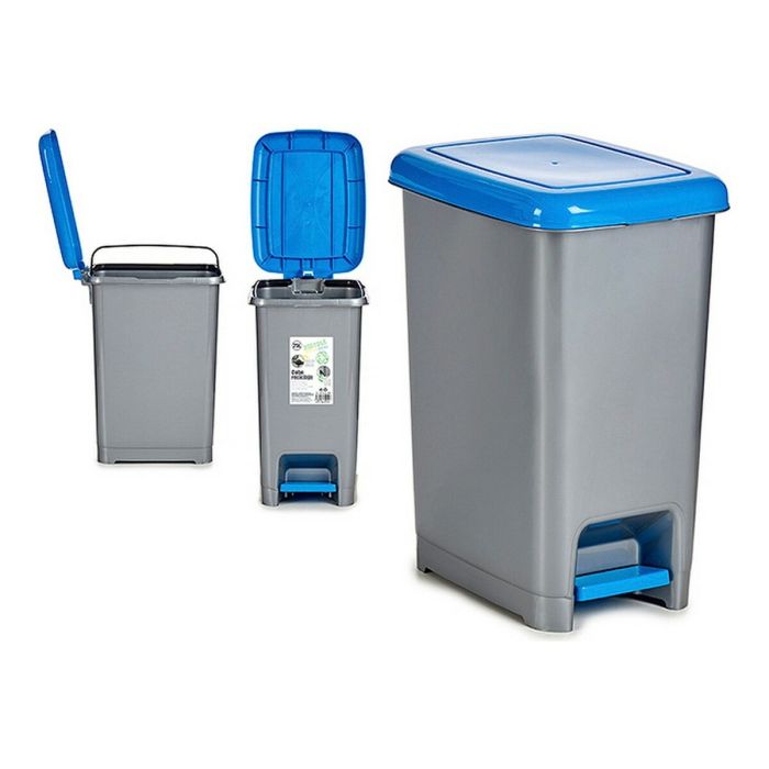 Cubo de Basura para Reciclaje Azul Gris Plástico 25 L (26,5 x 47 x 36,5 cm) 1
