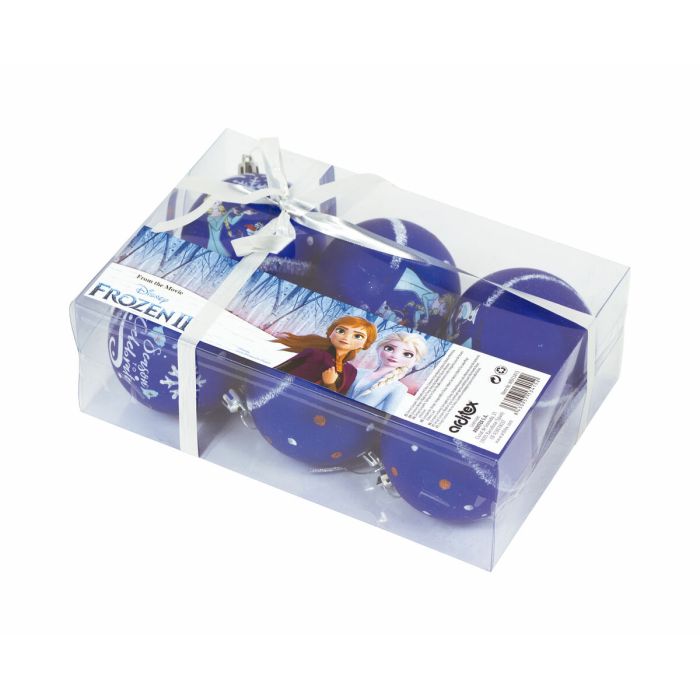 Bola de Navidad Frozen Memories 6 Unidades Azul Blanco Plástico (Ø 8 cm) 1