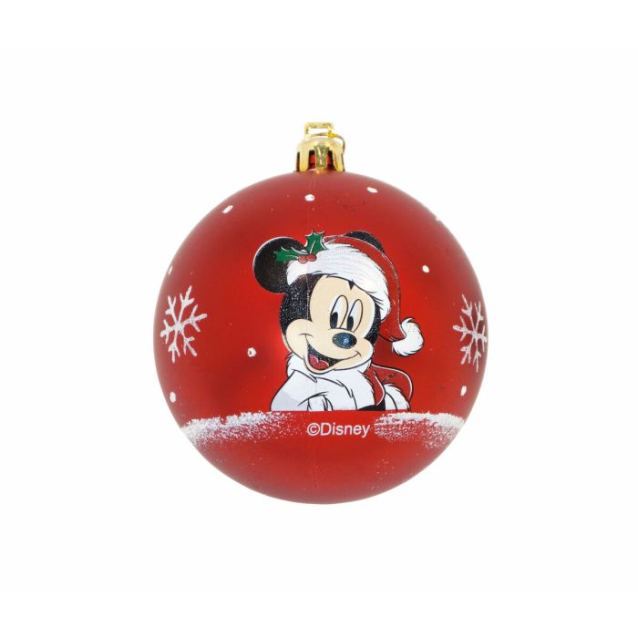 Bola de Navidad Mickey Mouse Happy smiles 6 Unidades Rojo Plástico (Ø 8 cm)