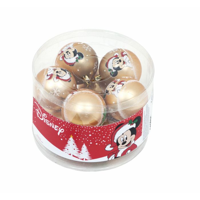 Bola de Navidad Mickey Mouse Happy smiles Dorado 10 Unidades Plástico (Ø 6 cm) 1
