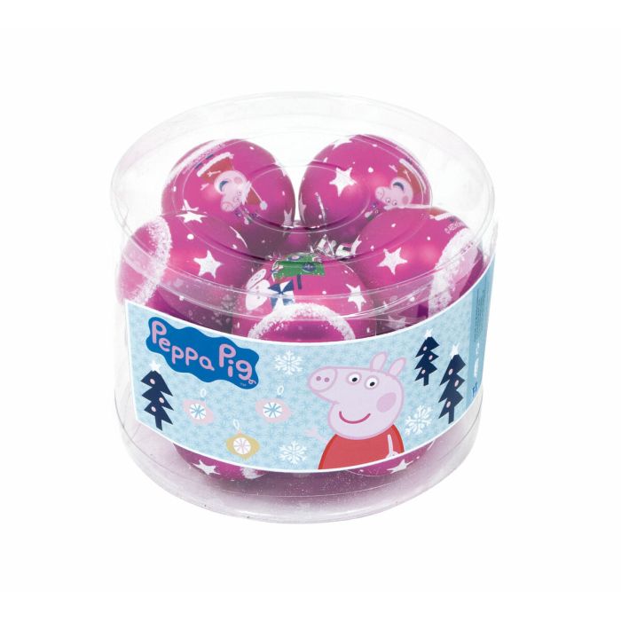 Bola de Navidad Peppa Pig Cosy corner Fucsia 10 Unidades Plástico (Ø 6 cm) 1