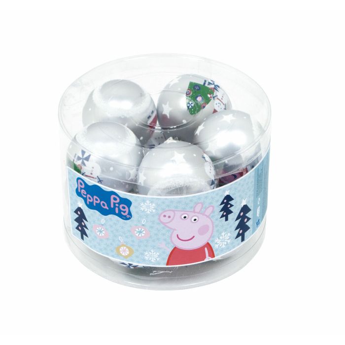 Bola de Navidad Peppa Pig Cosy corner Plateado 10 Unidades Plástico (Ø 6 cm) 1