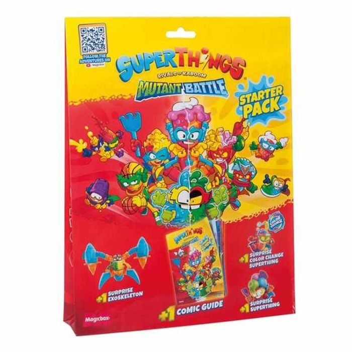 Figura de Acción SuperThings Mutant Battle- Starterpack- Comic 4 Piezas Figuras x 3 Cómics 4