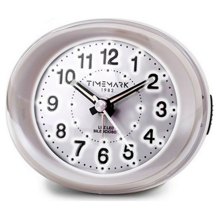 Reloj-Despertador Analógico Timemark Blanco Luz LED Silencioso Snooze Modo noche 9 x 9 x 5,5 cm (9 x 9 x 5,5 cm)