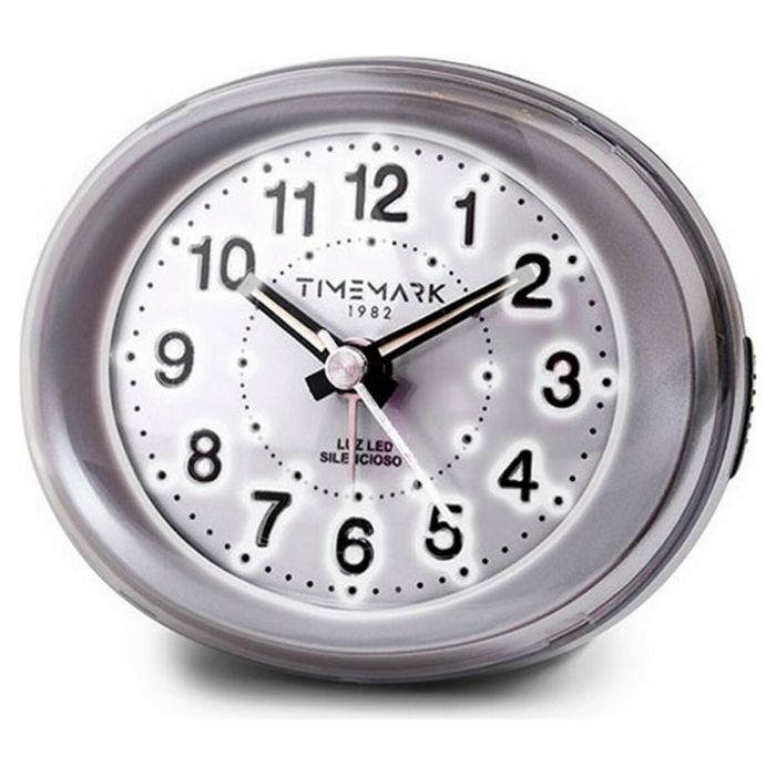 Reloj-Despertador Analógico Timemark Plateado Luz LED Silencioso Snooze Modo noche 9 x 9 x 5,5 cm (9 x 9 x 5,5 cm)