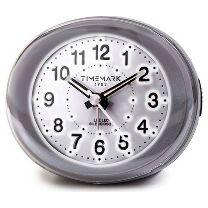 Reloj-Despertador Analógico Timemark Gris Luz LED Silencioso Snooze Modo noche 9 x 9 x 5,5 cm (9 x 9 x 5,5 cm)