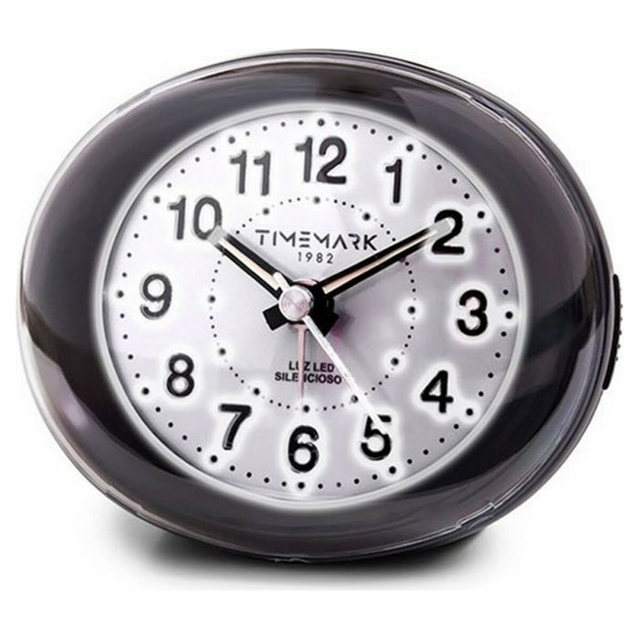Reloj-Despertador Analógico Timemark Negro Luz LED Silencioso Snooze Modo noche 9 x 9 x 5,5 cm (9 x 9 x 5,5 cm)