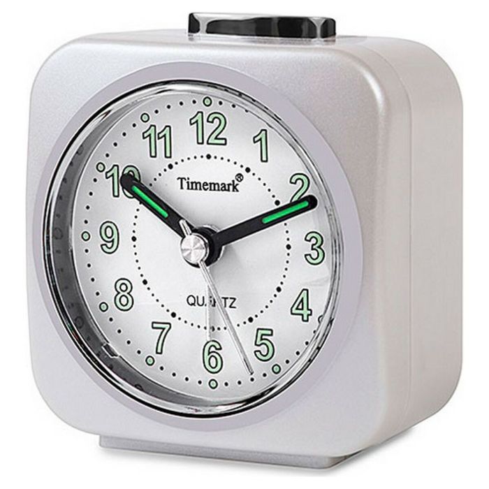 Reloj-Despertador Analógico Timemark Blanco Silencioso con sonido Modo noche