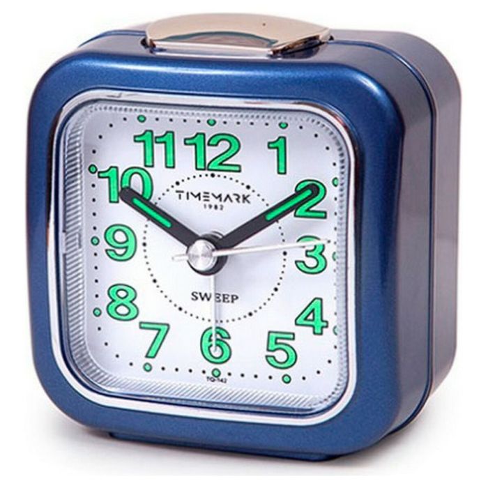 Reloj-Despertador Analógico Timemark Azul Silencioso con sonido Modo noche (7.5 x 8 x 4.5 cm)
