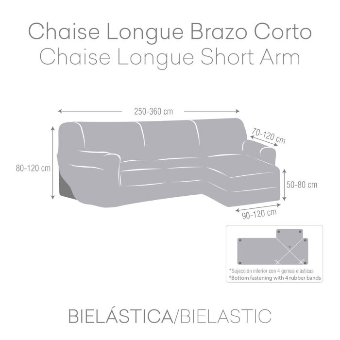 Funda para chaise longue de brazo corto derecho Eysa ROC Blanco 120 x 120 x 360 cm 3