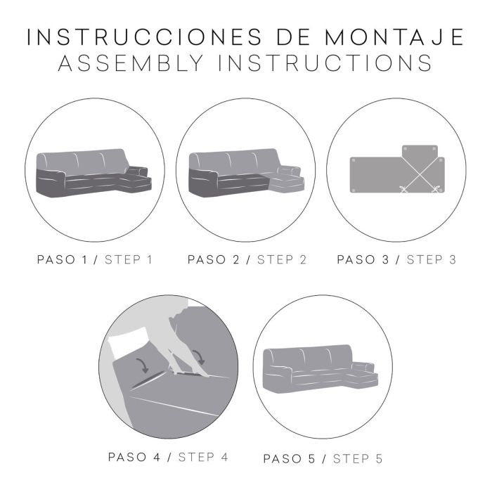 Funda para chaise longue de brazo corto derecho Eysa ROC Marrón claro 120 x 120 x 360 cm 2