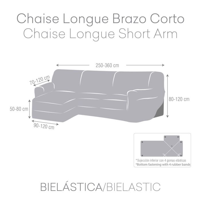 Funda para chaise longue de brazo corto izquierdo Eysa ROC Marrón claro 120 x 120 x 360 cm 3