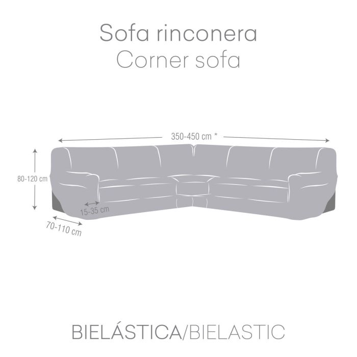 Funda para Sofá Eysa ROC Marrón claro 110 x 120 x 450 cm Rinconera 2