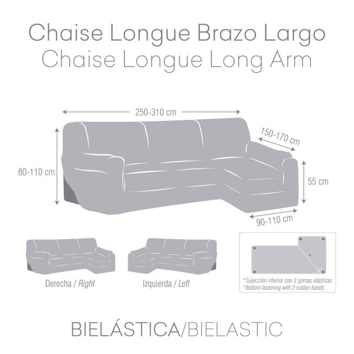 Funda para chaise longue de brazo largo derecho Eysa BRONX Rojo Oscuro 170 x 110 x 310 cm 4