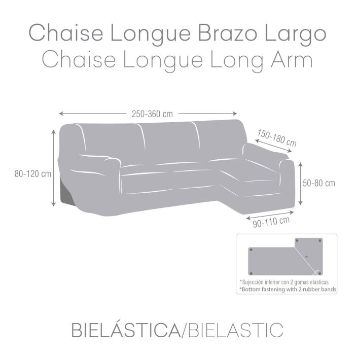 Funda para chaise longue de brazo largo derecho Eysa JAZ Blanco 180 x 120 x 360 cm 4