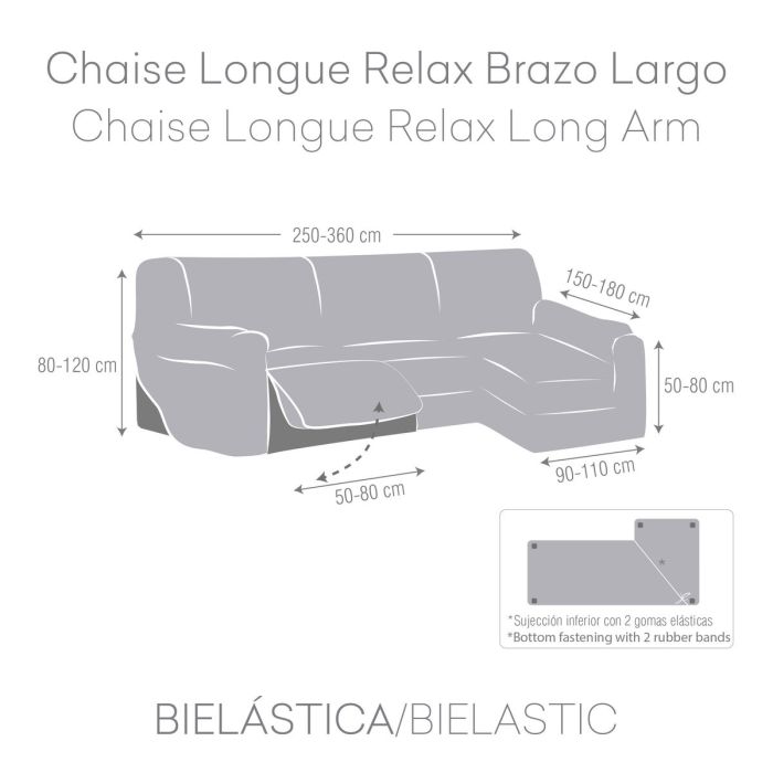 Funda para chaise longue de brazo largo derecho Eysa JAZ Beige 180 x 120 x 360 cm 3