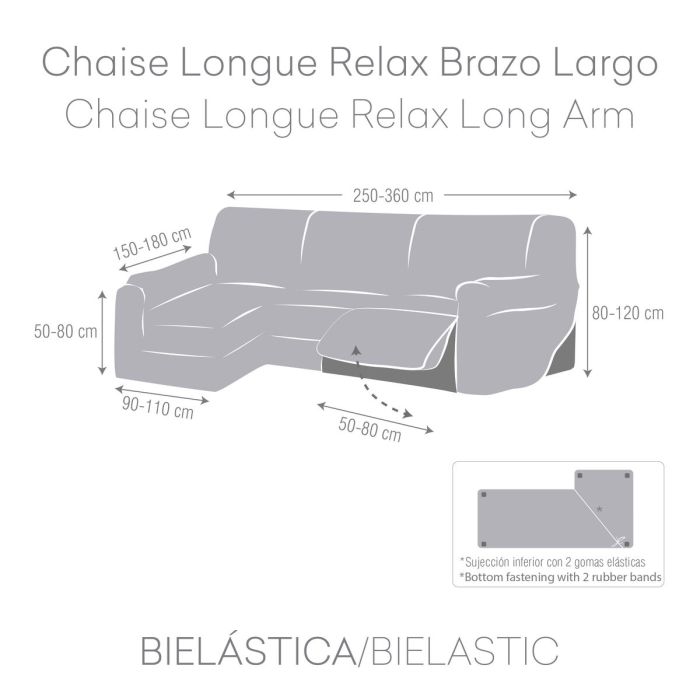 Funda para chaise longue de brazo largo izquierdo Eysa JAZ Blanco 180 x 120 x 360 cm 3