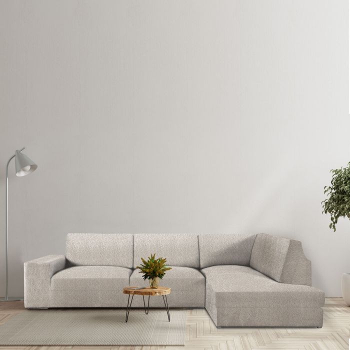 Funda para chaise longue de brazo largo derecho Eysa ROC Blanco 110 x 120 x 500 cm 4