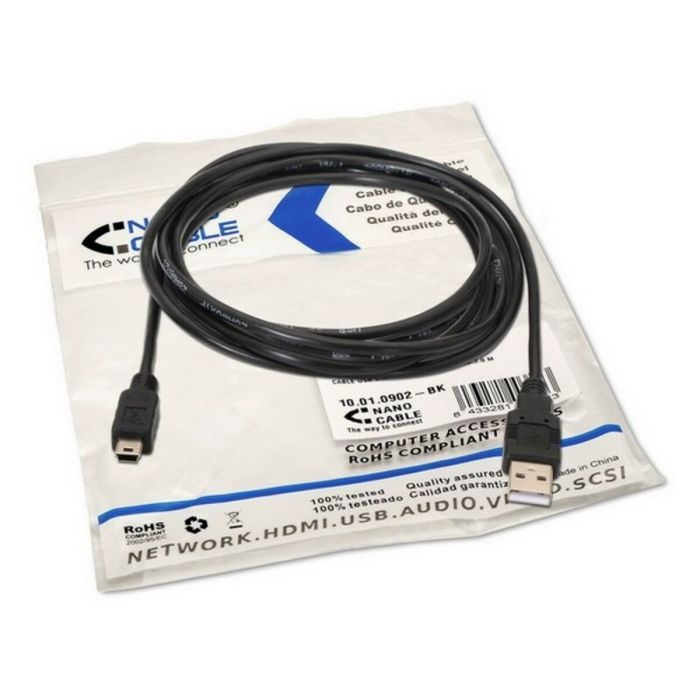 Cable USB 2.0 A a Mini USB B NANOCABLE 10.01.0402 1,8 m Negro 2
