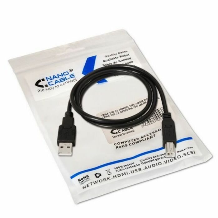 Cable USB NANOCABLE AIEACI0014 10.01.0103BK A-B Impresora 1
