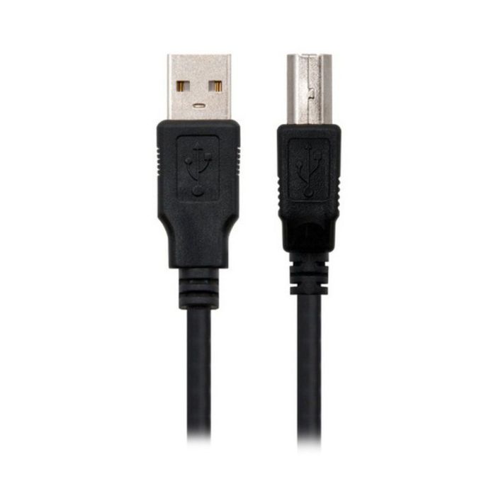 Cable USB 2.0 Impresora Nanocable 10.01.0102/ USB Tipo-B Macho - USB Macho/ 1m/ Negro