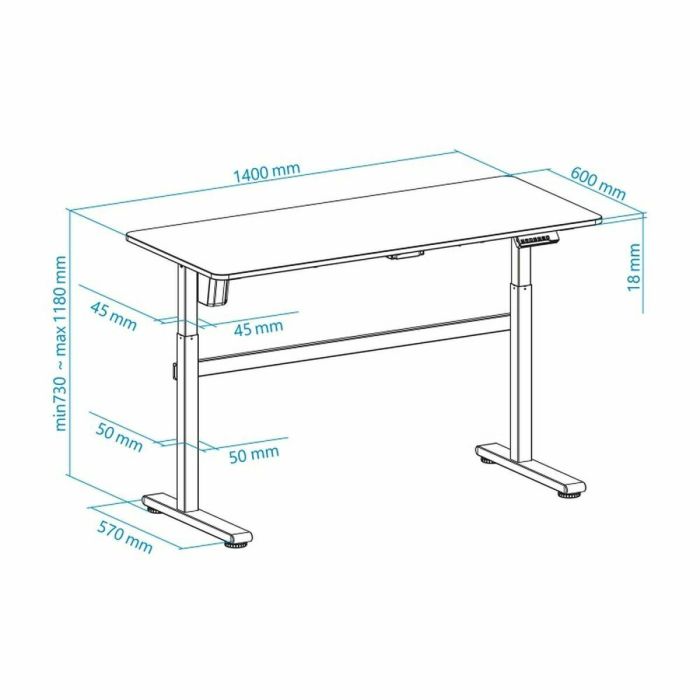 Mesa de Escritorio TooQ TQESSD01-BK Negro Acero (140 x 60 cm) 1