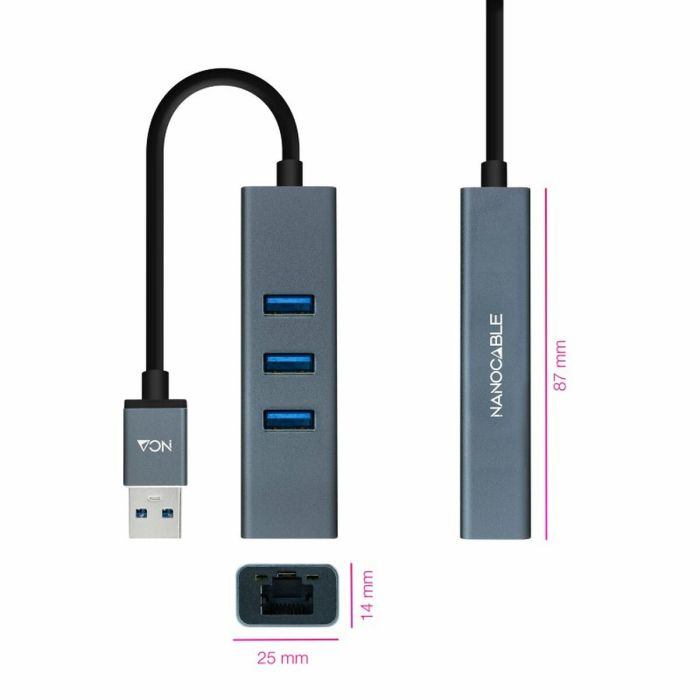 Adaptador USB a Ethernet NANOCABLE ANEAHE0818 2
