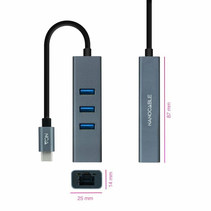 Adaptador USB a Ethernet NANOCABLE ANEAHE0819 2