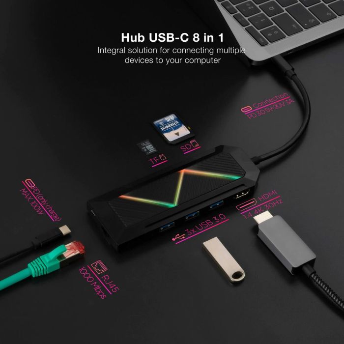 Hub USB NANOCABLE 10.16.0801 Negro 1