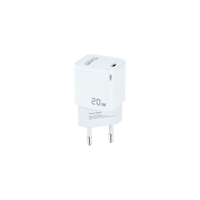 Cargador de Pared TooQ TQWC-PD20WT/ 1xUSB Tipo-C/ 20W/ Blanco