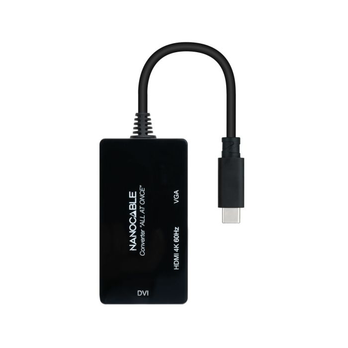 Adaptador USB C a VGA/HDMI/DVI NANOCABLE 10.16.4301-ALL 20 cm Negro 4K Ultra HD 2