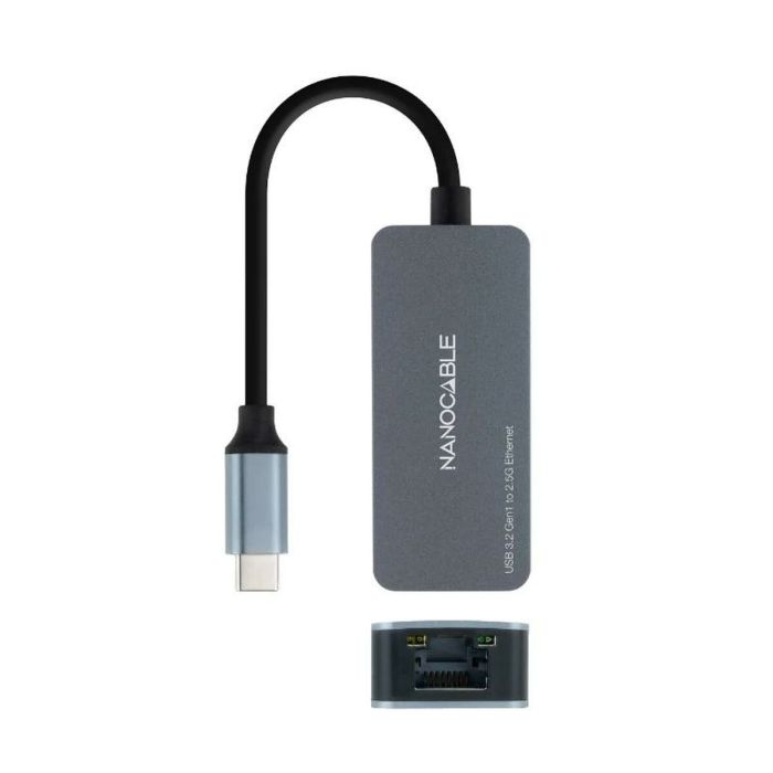 Adaptador USB C a Red RJ45 NANOCABLE 10.03.0410 Gris 2