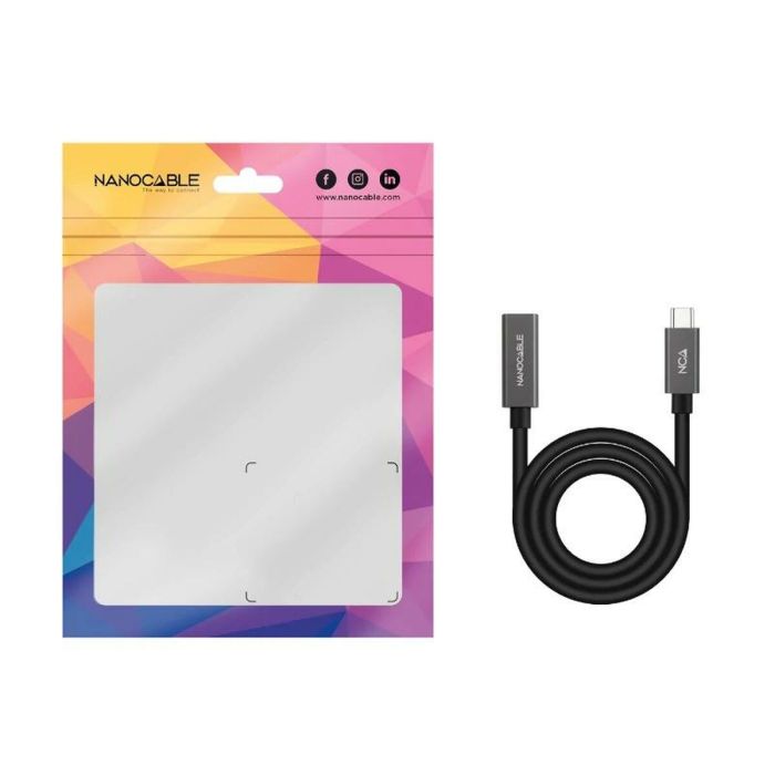 Cable Alargador USB-C NANOCABLE 10.01.4400 Negro 50 cm 1
