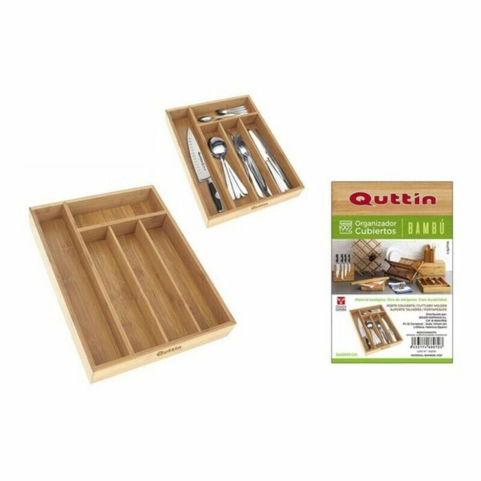 Organizador para Cubiertos Quttin Bambú 34 x 26 x 4 cm (8 Unidades) 1