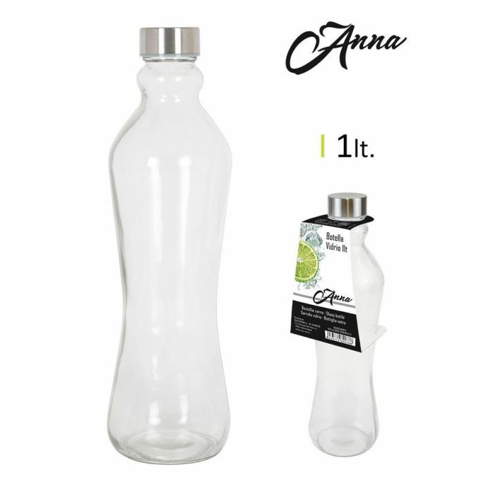 Botella de Cristal Anna 1 L Tapón metálico Metal Vidrio (12 Unidades) 1